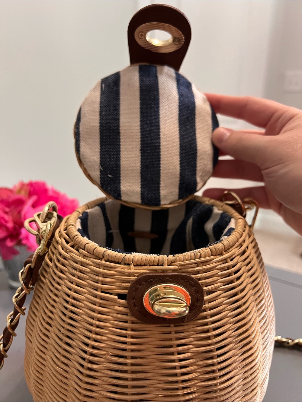 Free People Brown and Tan Woven Wicker Rattan Crossbody Bag - Picture 7 of 10